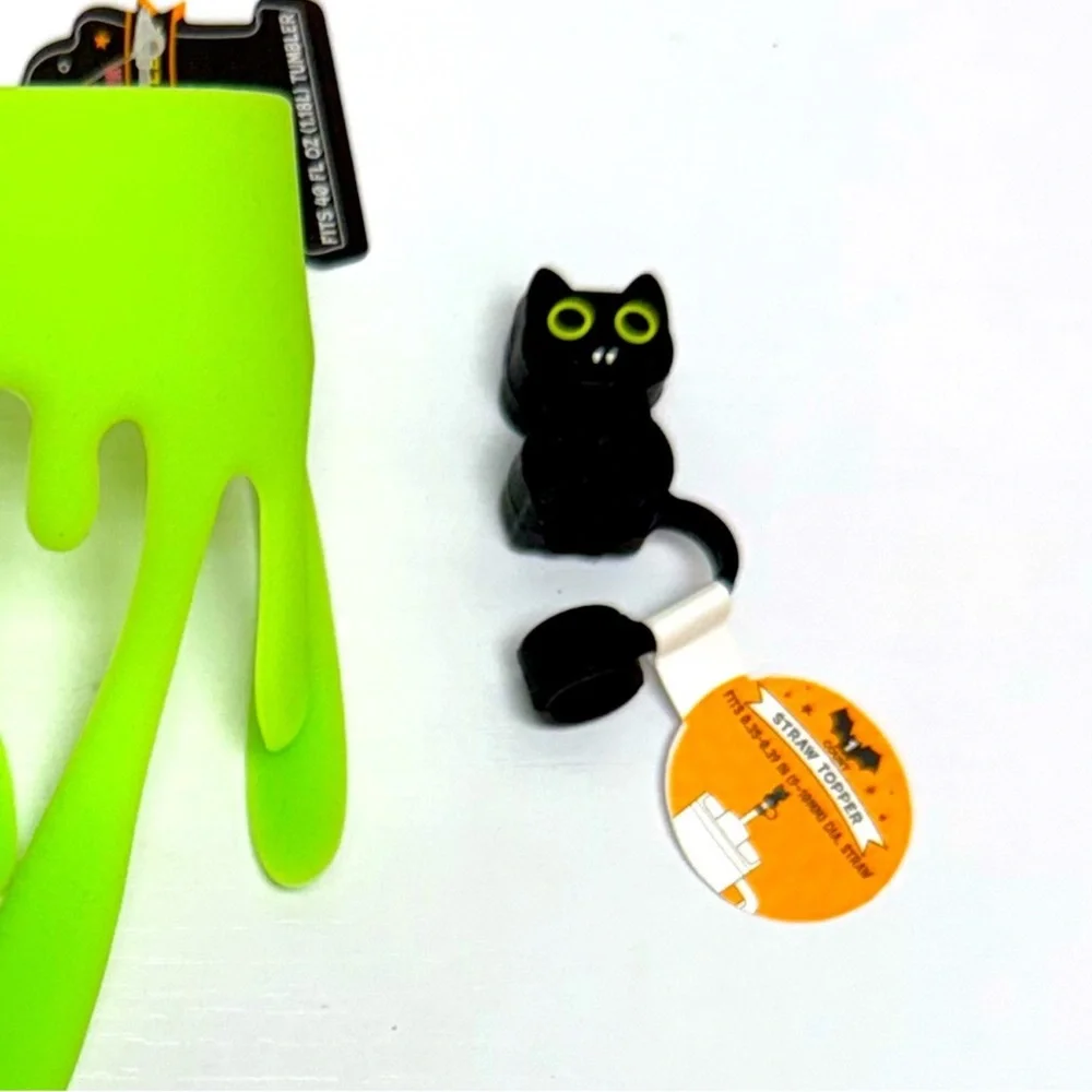 New! Target Bullseye Glow in the Dark Drip Sleeve & Black Cat Straw Topper